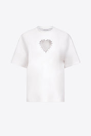 CRYSTAL HEART CUTOUT RELAXED T-SHIRT