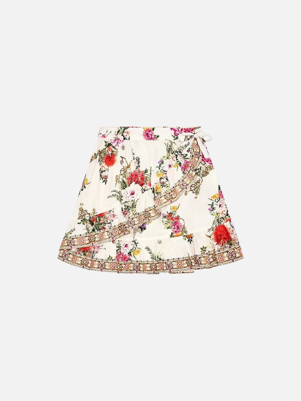 Kids wrap mini skirt with ruffle hem
