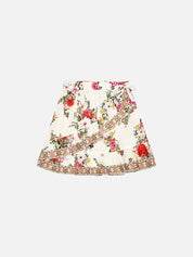 Kids wrap mini skirt with ruffle hem