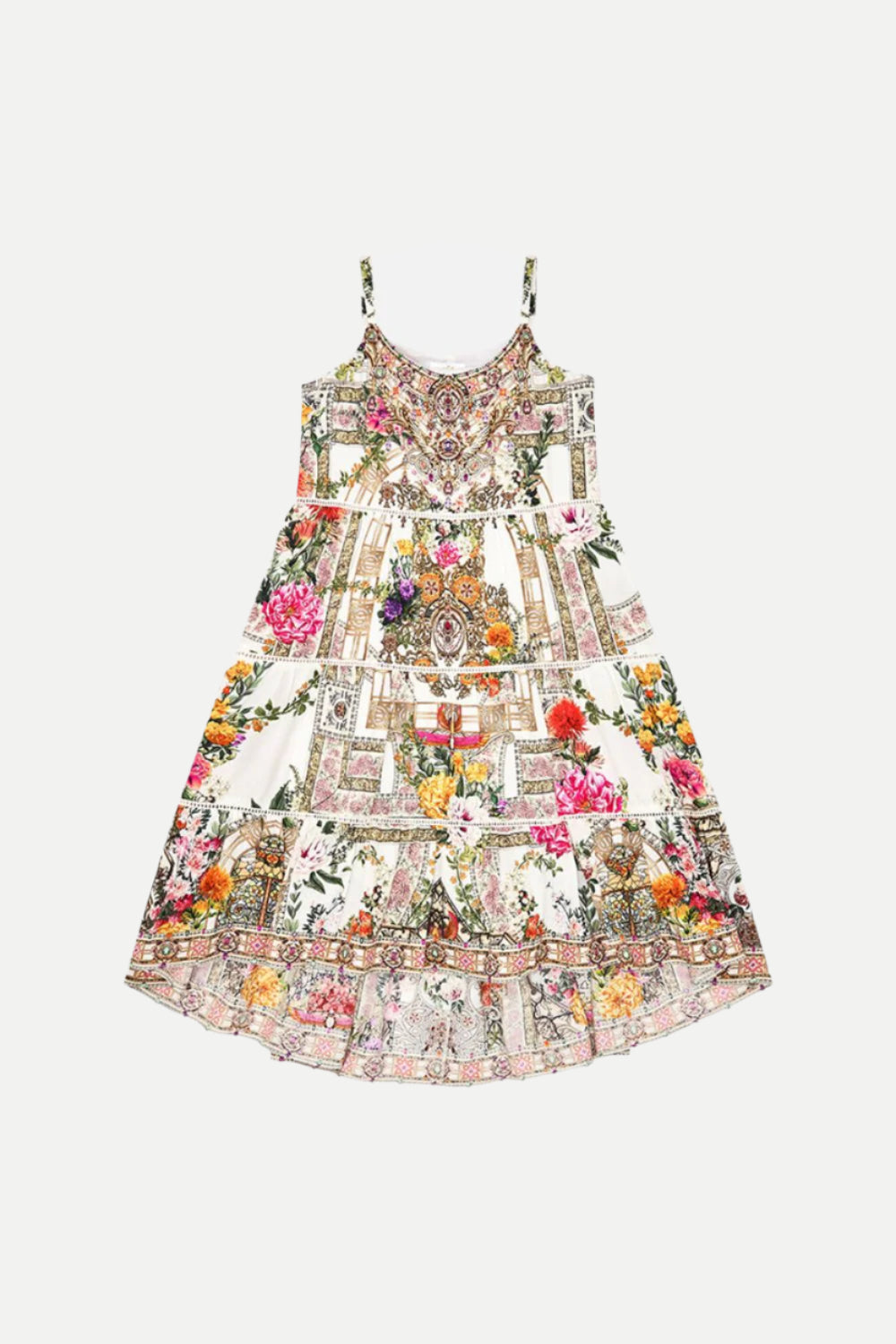 KIDS ROUND NECK TIERED HIGH LOW DRESS