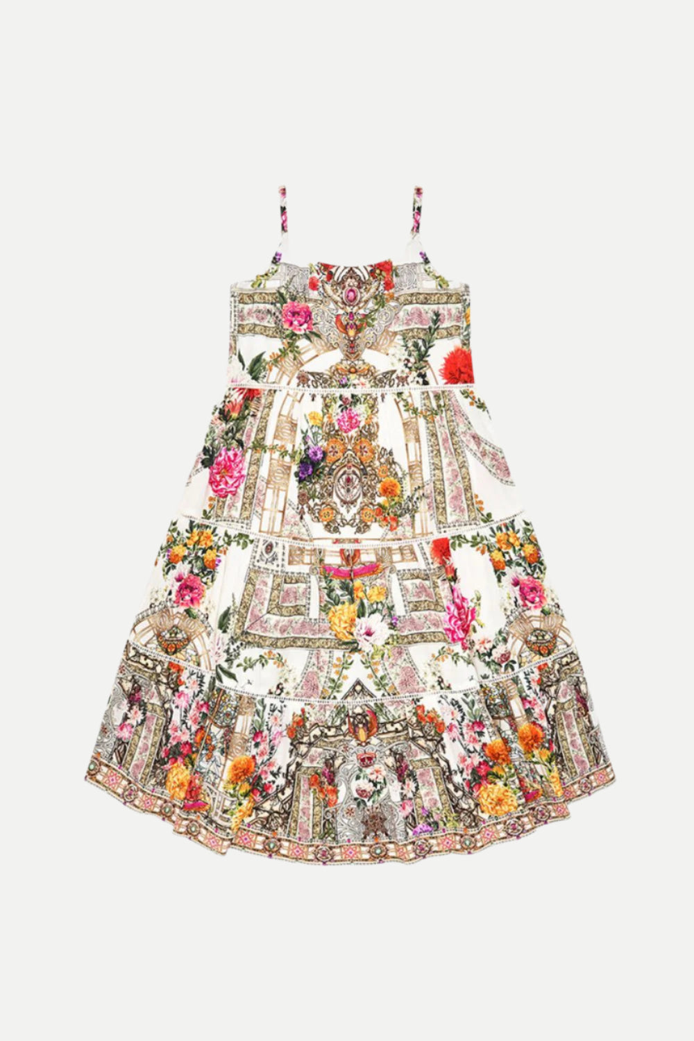 KIDS ROUND NECK TIERED HIGH LOW DRESS