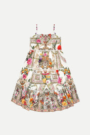 KIDS ROUND NECK TIERED HIGH LOW DRESS