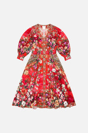 KIDS SHIRRED BUTTON THROUGH MAXI DRESS