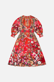 KIDS SHIRRED BUTTON THROUGH MAXI DRESS