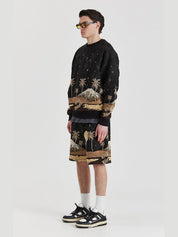Sepia mountain jacquard shorts