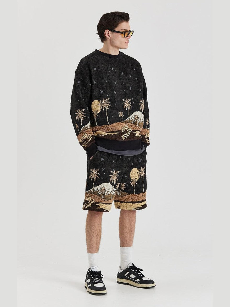 Sepia mountain jacquard shorts