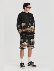 Sepia mountain jacquard shorts