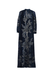 GANAIA MIX VELVET FIL COUPÉ LONG DRESS WITH GOLD VELVET FIL COUPÉ
EMBROIDERY APPLIQUÉ