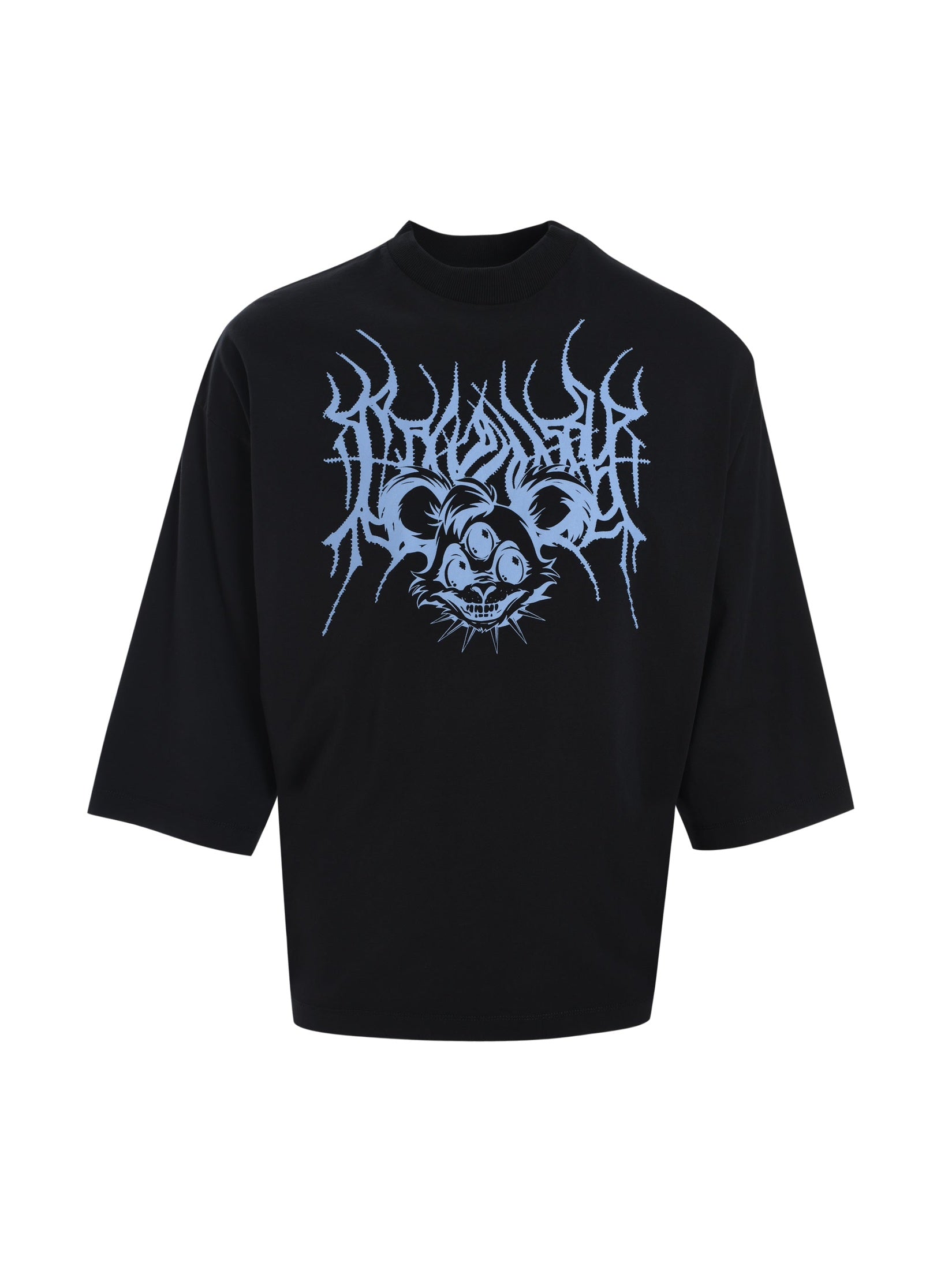 Metal logo loose t-shirt black dusty blu