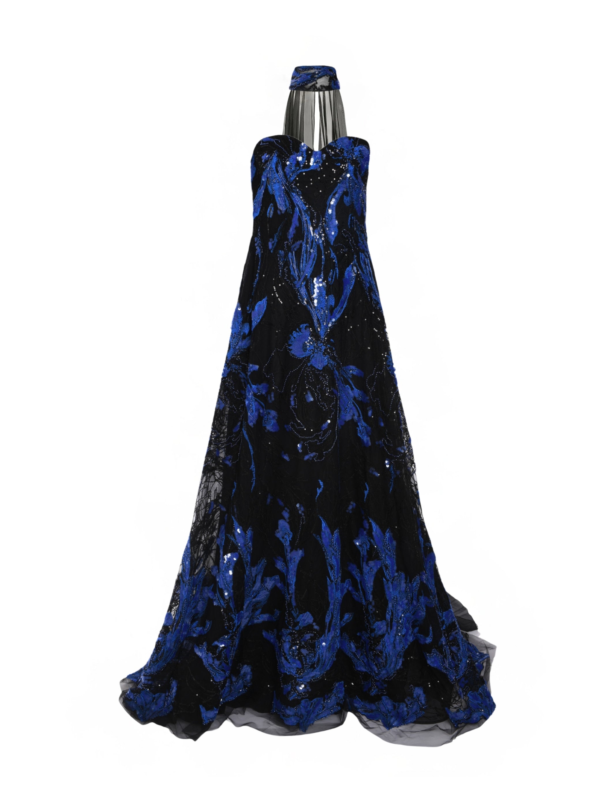 EMBROIDERED STRAPLESS DRESS