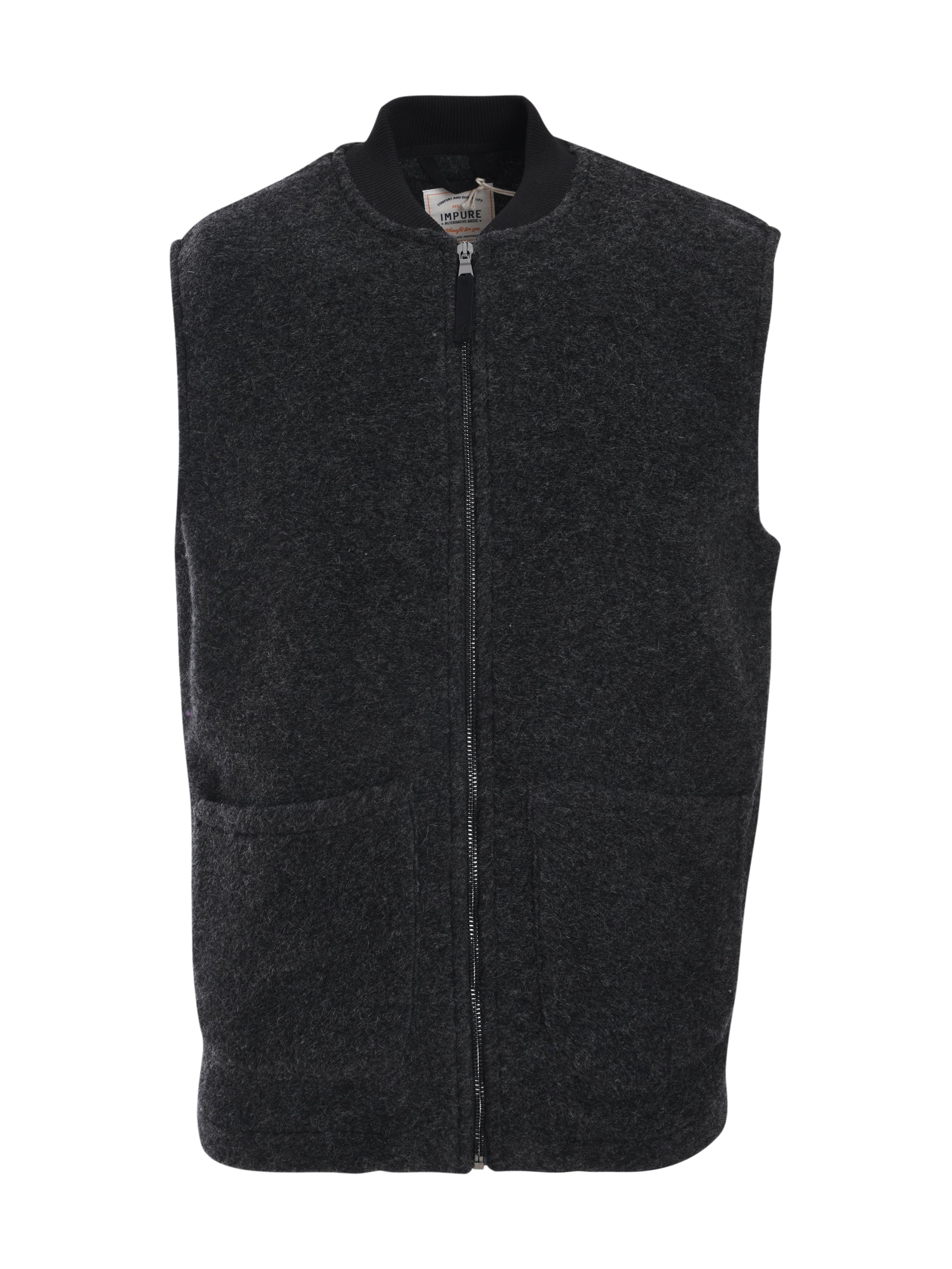 GILET 2 PKT ZIP MIXED WOOL