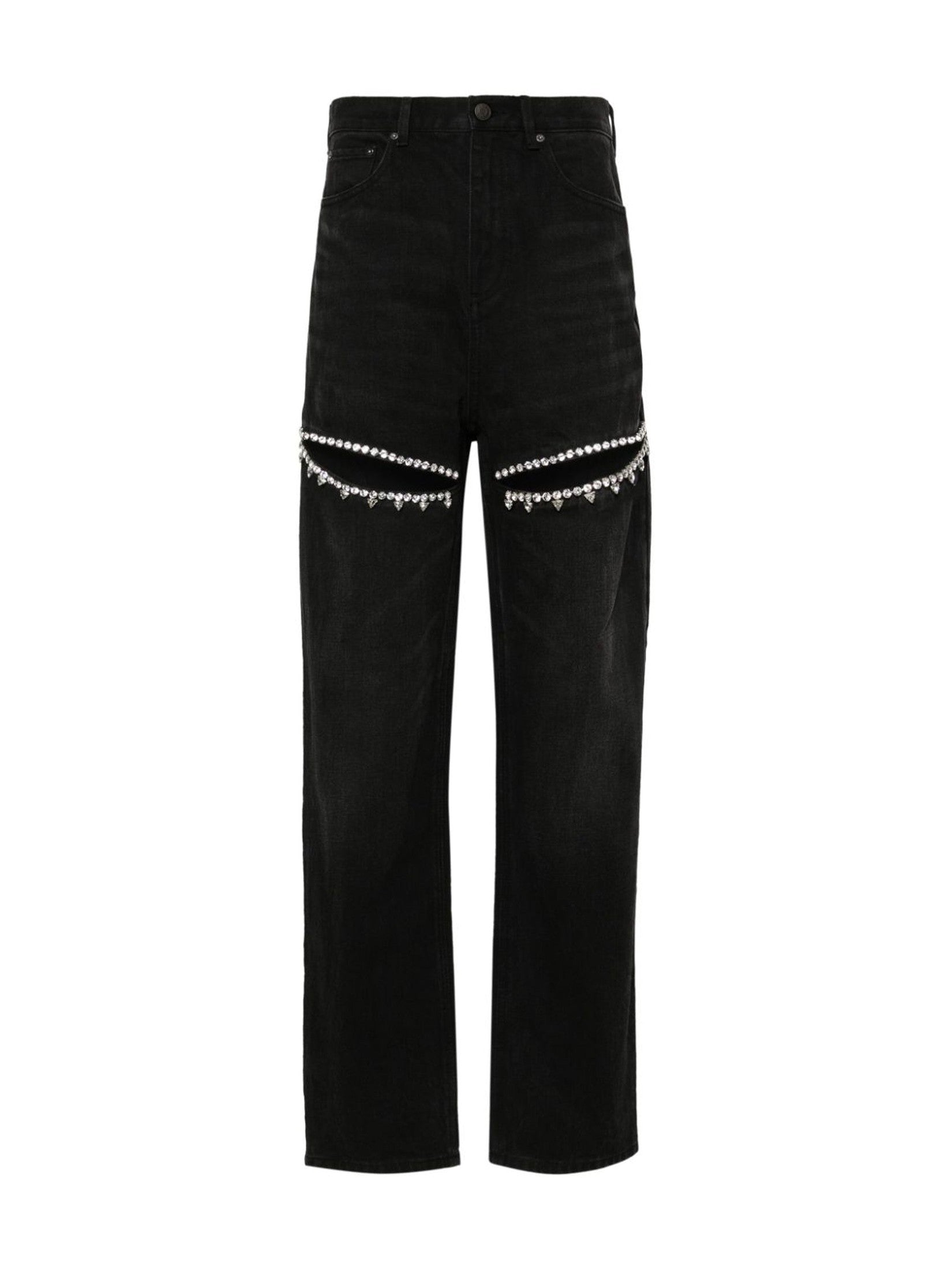 Crystal slit jean