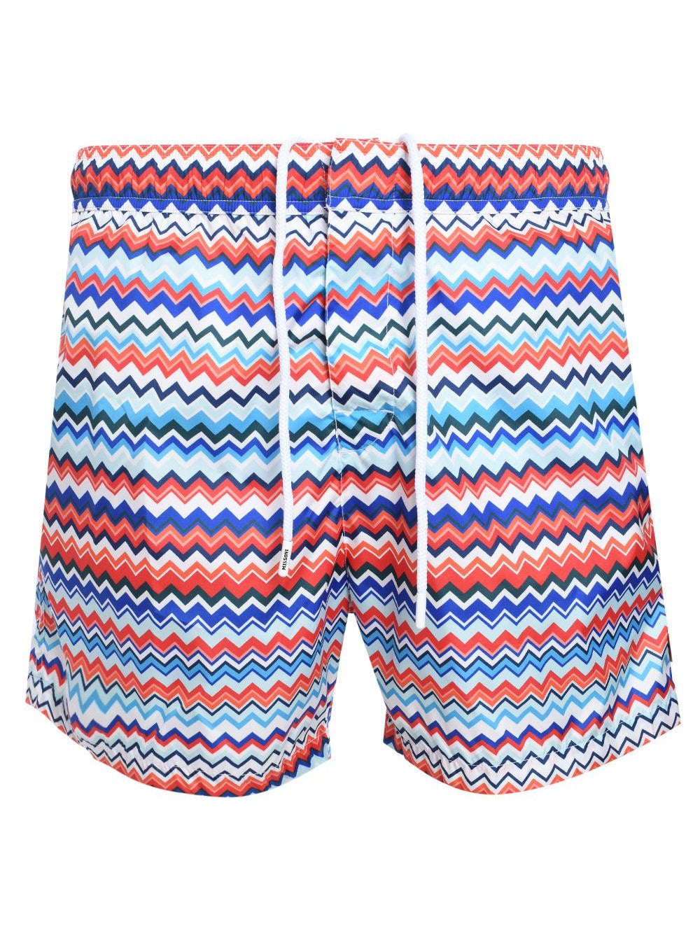 Swimming trunks in zigzag print nylon