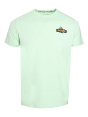 Round neck t-shirt m/c prints background color