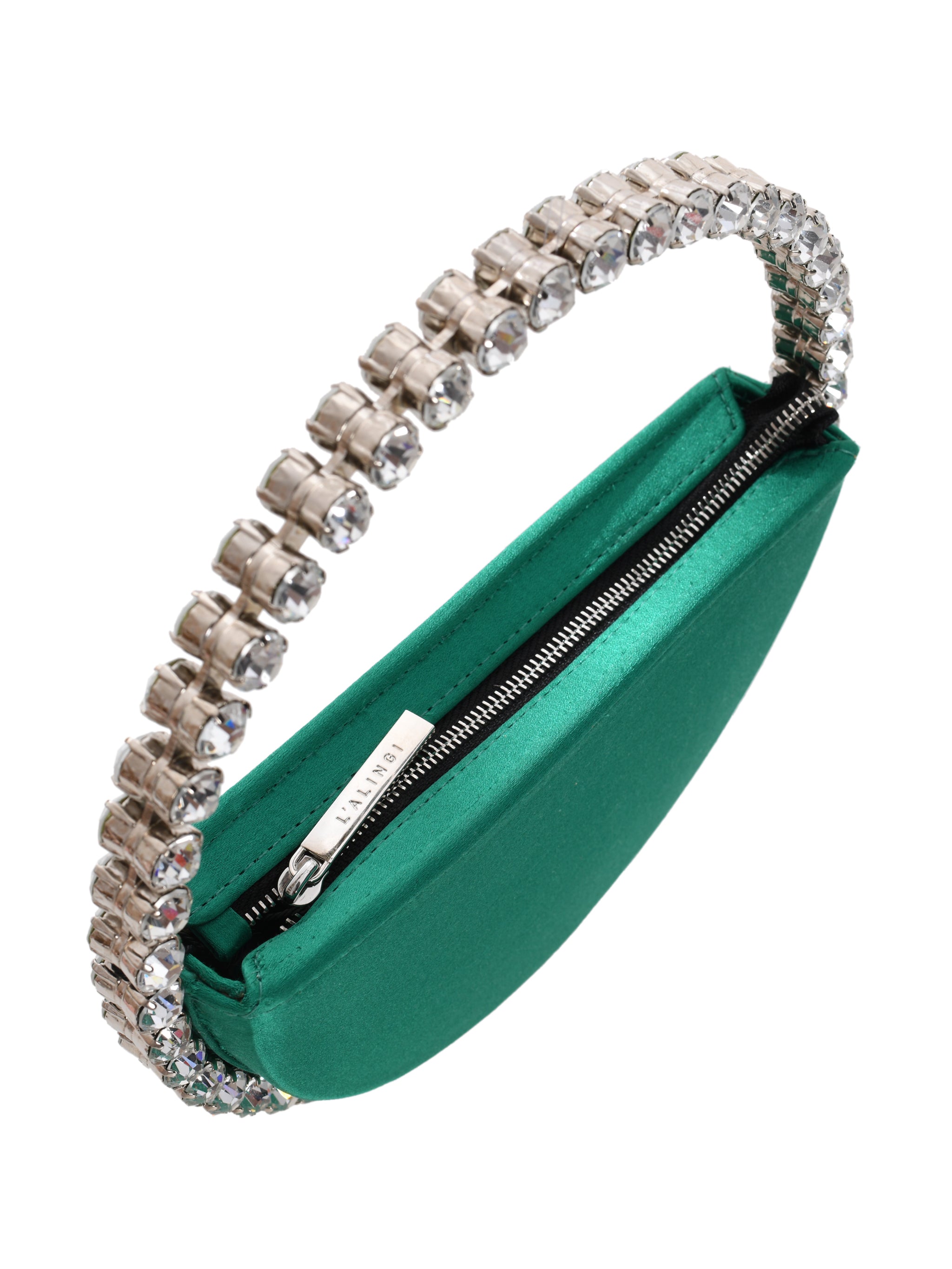 Emerald Eternity Clutch Stone-encrusted satin clutch