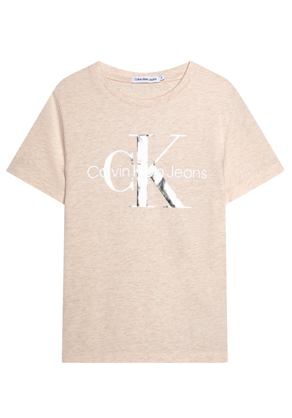 Calvin Klein Jeans children's cotton t-shirt beige color with print