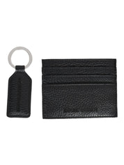 Emporio armani logo-embossed leather cardholder and keyring