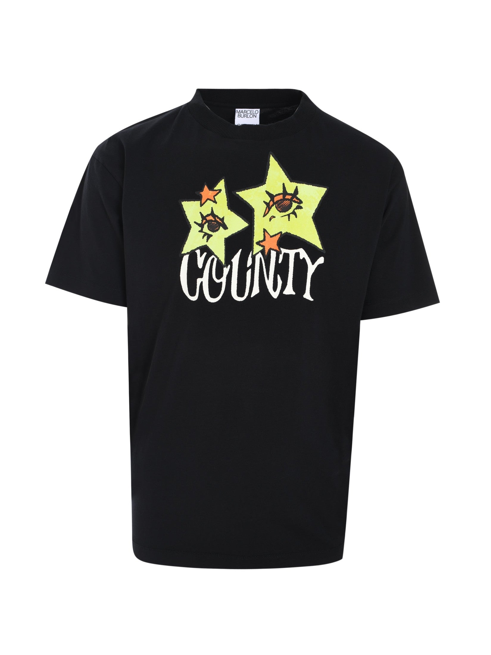 Star eyes basic t-shirt black lime