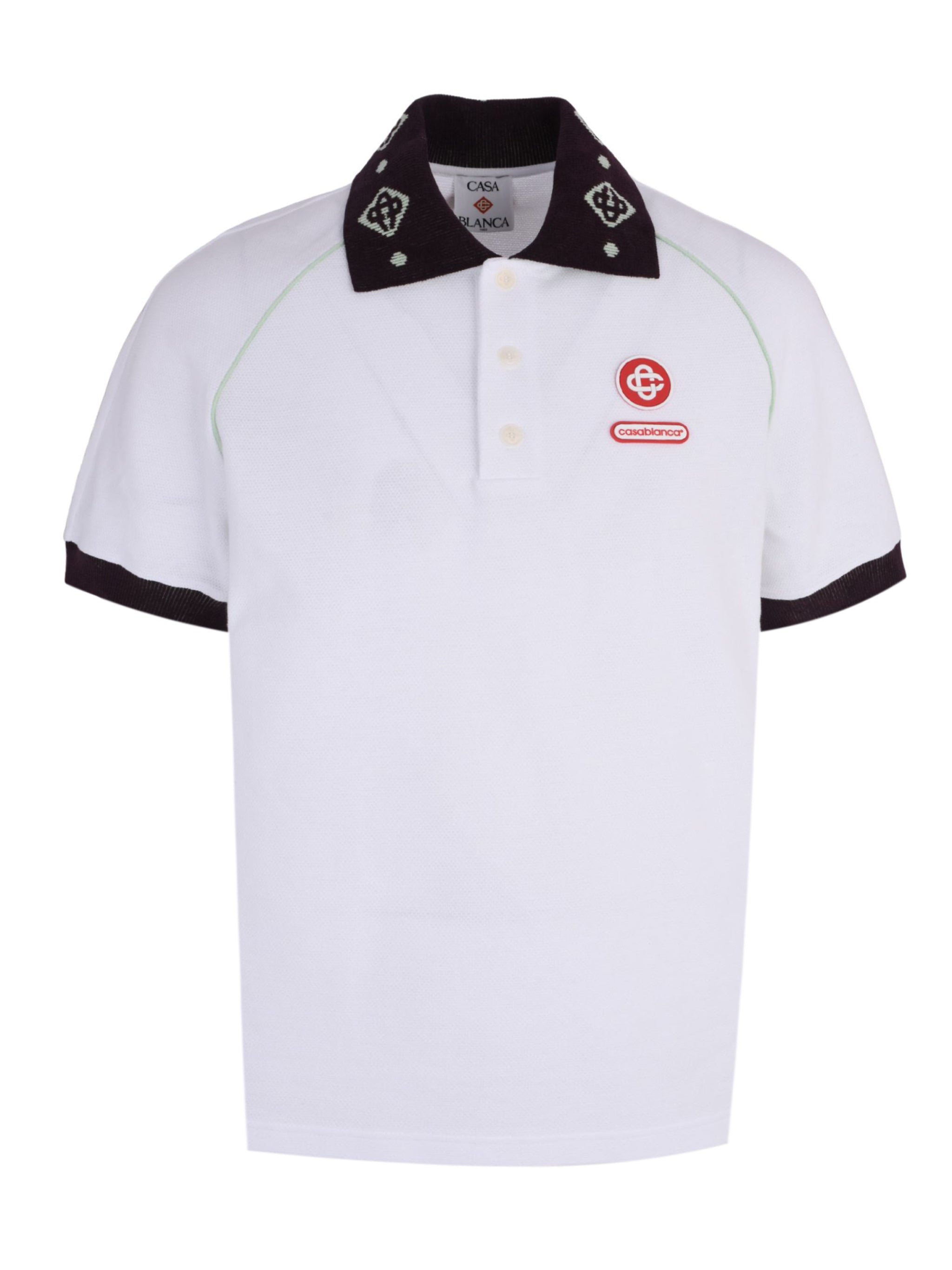 CHENILLE COLLAR WHITE RAGLAN POLO