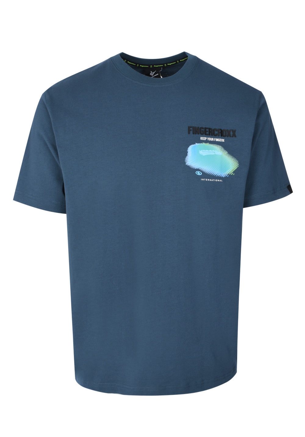 Men Keep Your FINGERX T-shirt in Dark Blue