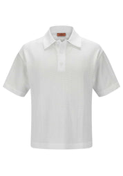 1 | 5 Short-sleeved polo shirt in chevron viscose and cotton