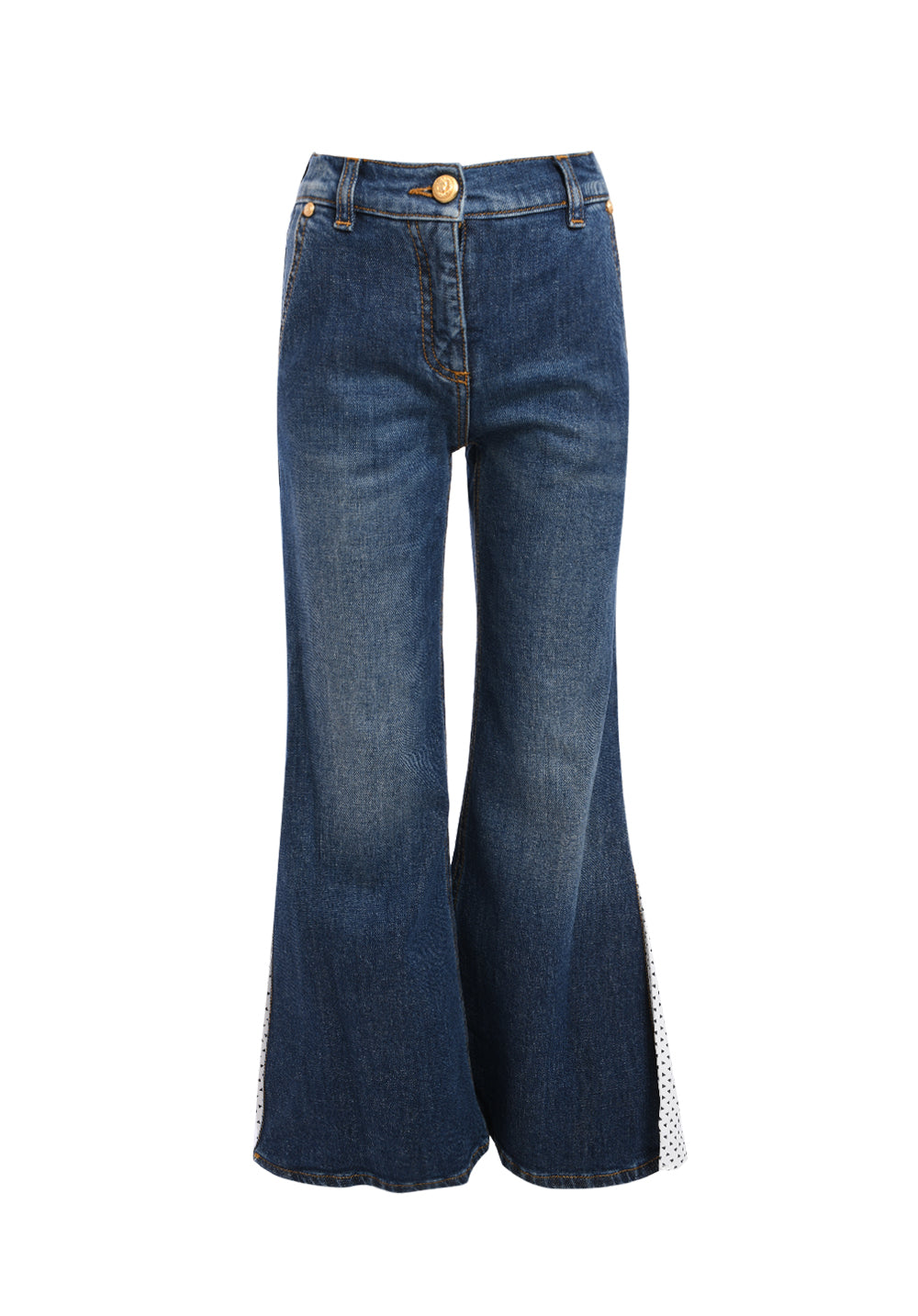 mid-rise panelled flared jeans