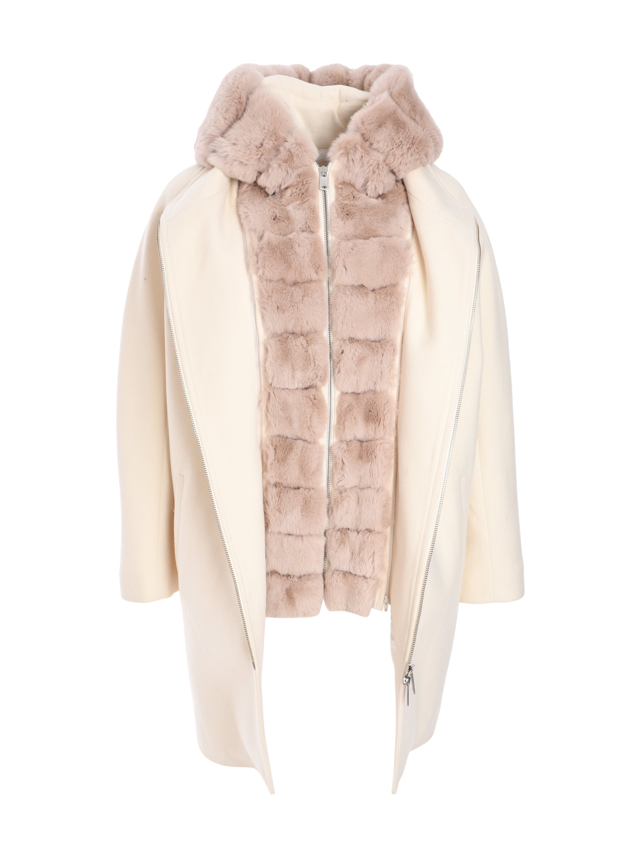 SHORT NATURAL COAT WITH REX FUR ON ITS SIDE INTERIOR AND