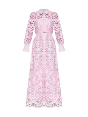 PINK COTTON LACE  MAXI DRESS