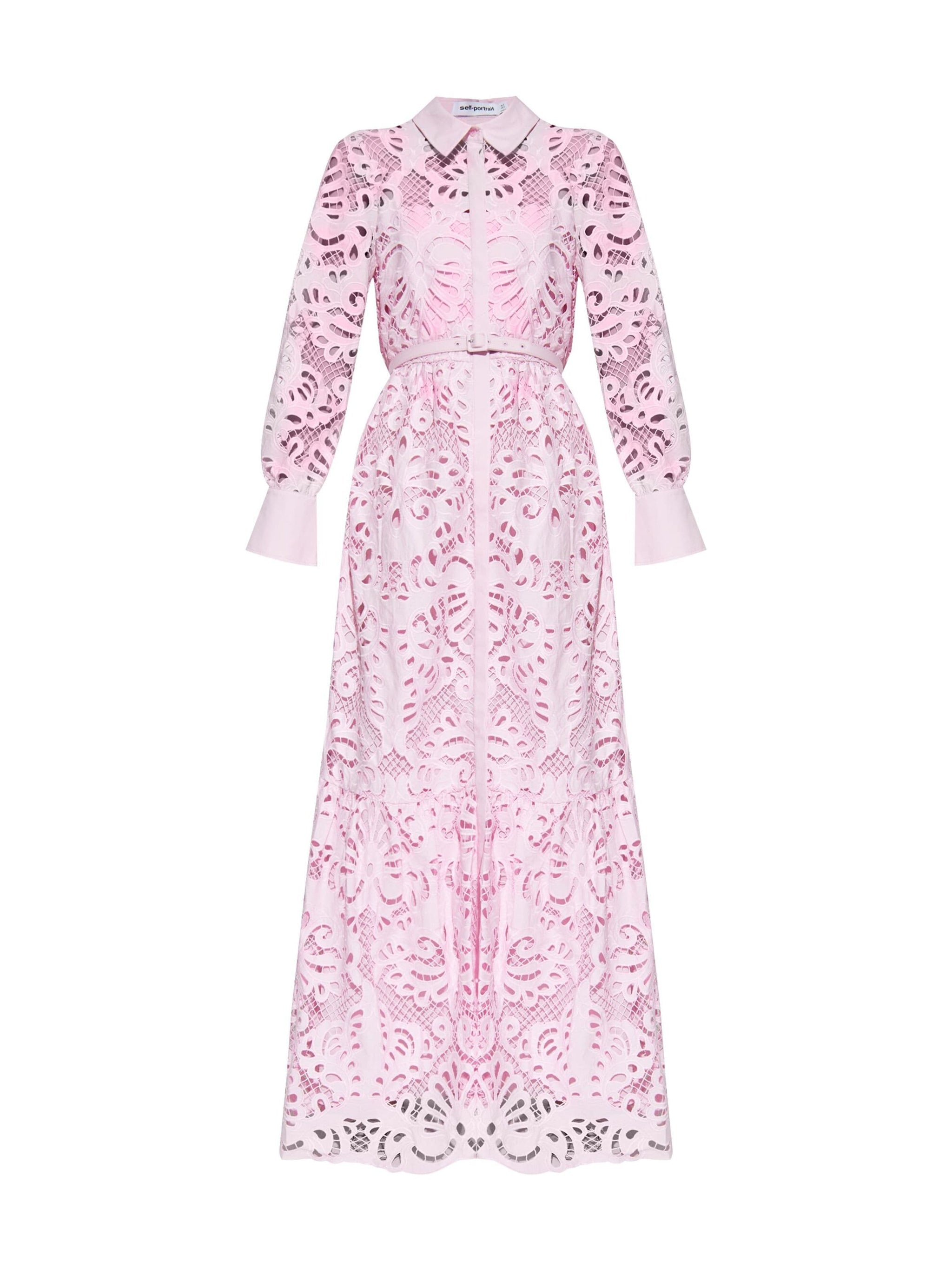 PINK COTTON LACE  MAXI DRESS