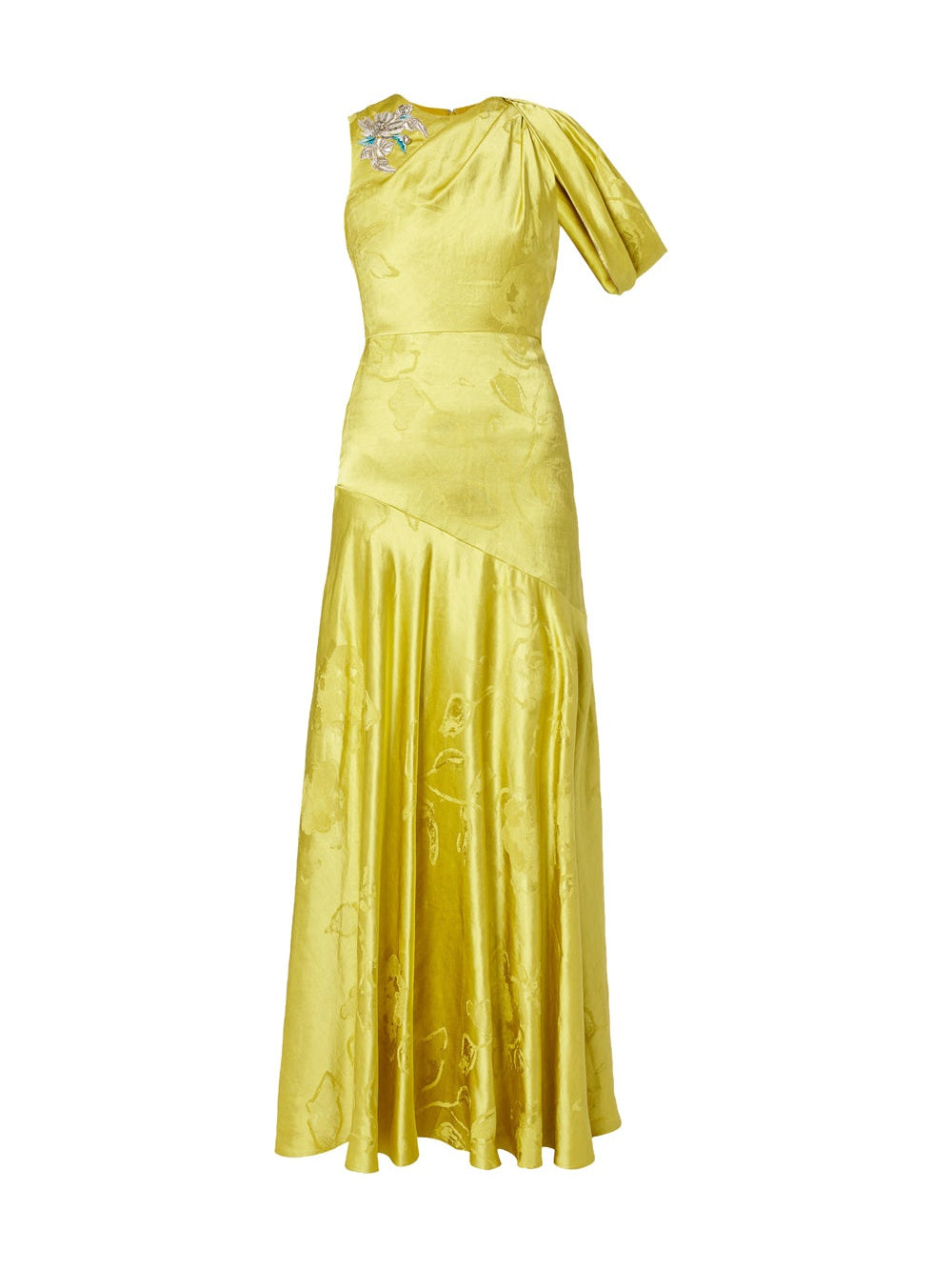 Sleeveless w. drape shoulder detail gown