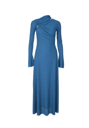 MAXI DRESS WITH SHOULDER CUT-OUTS AND METALLIC BUTTONS