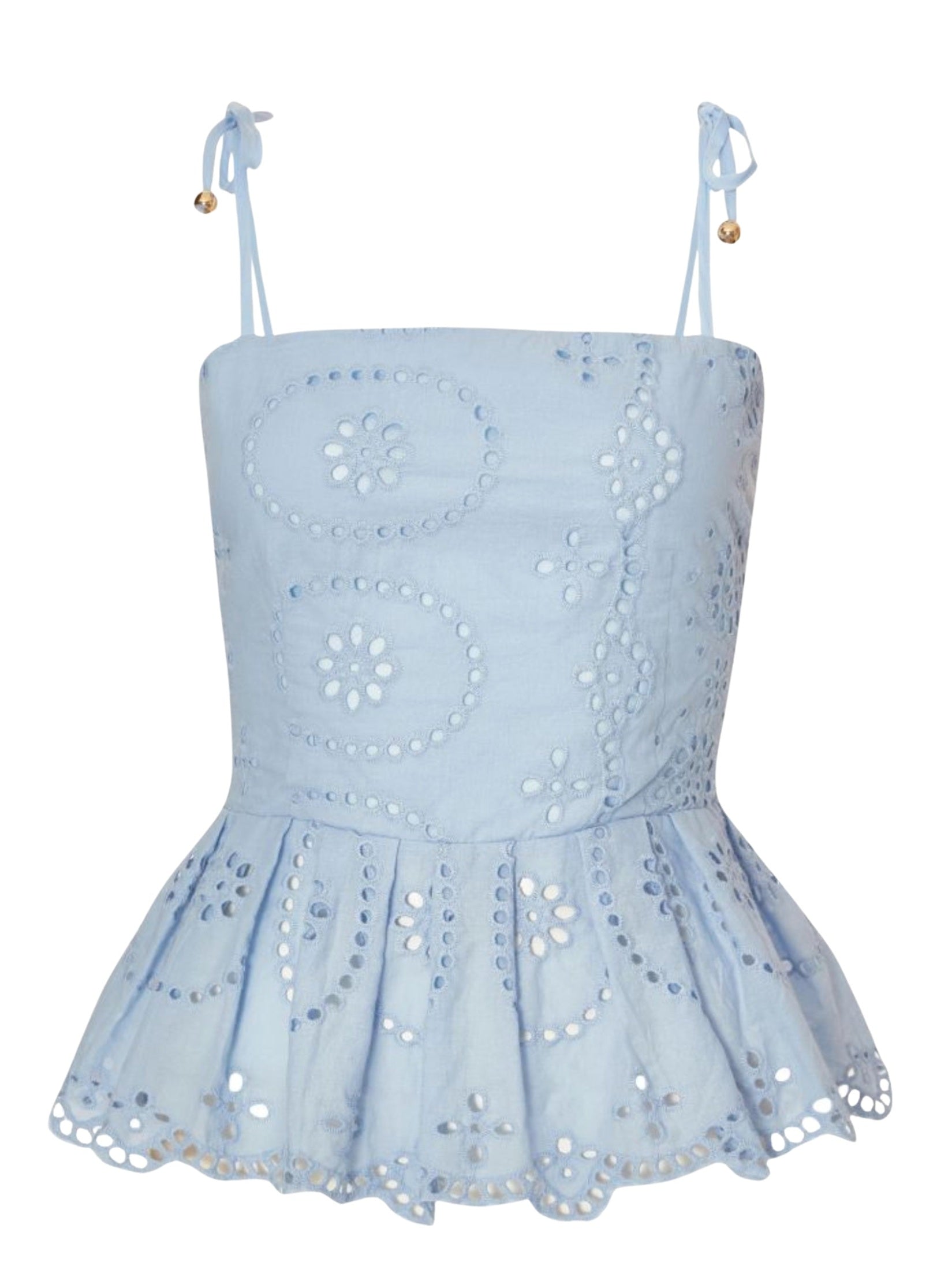 Blue cotton broderie top