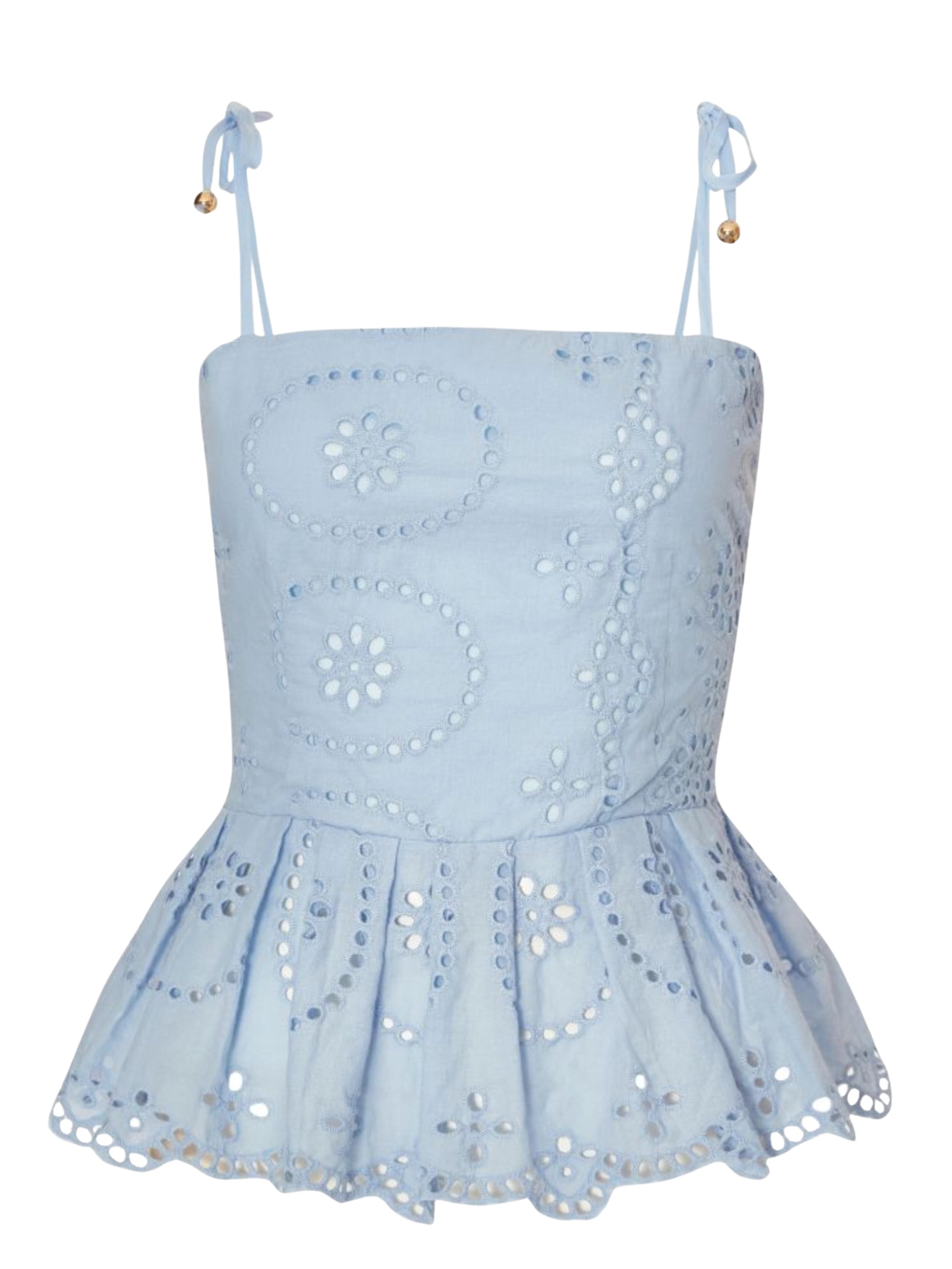 Blue Cotton Broderie Top