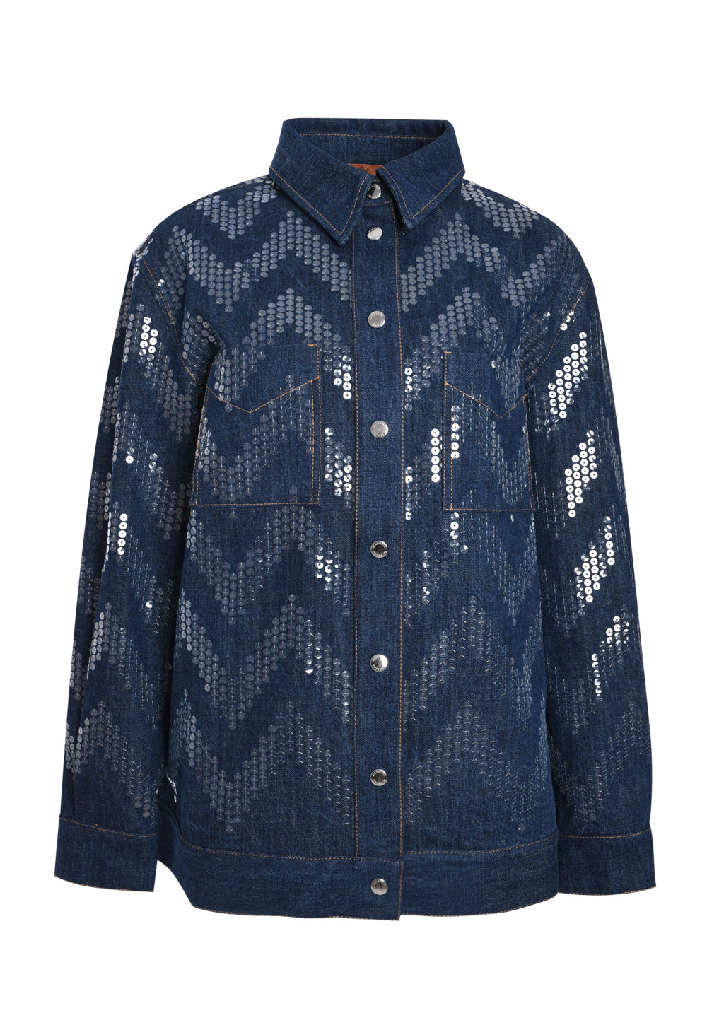Overshirt in denim with sequin appliqué