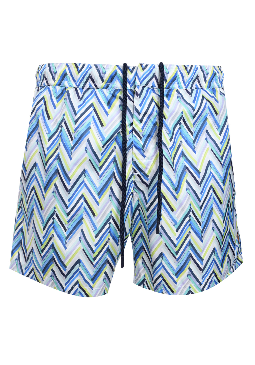 Swimwear Boxer Style Zigzag Print Brush Stroke Effect