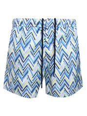 Swimwear boxer style zigzag print brush stroke effect