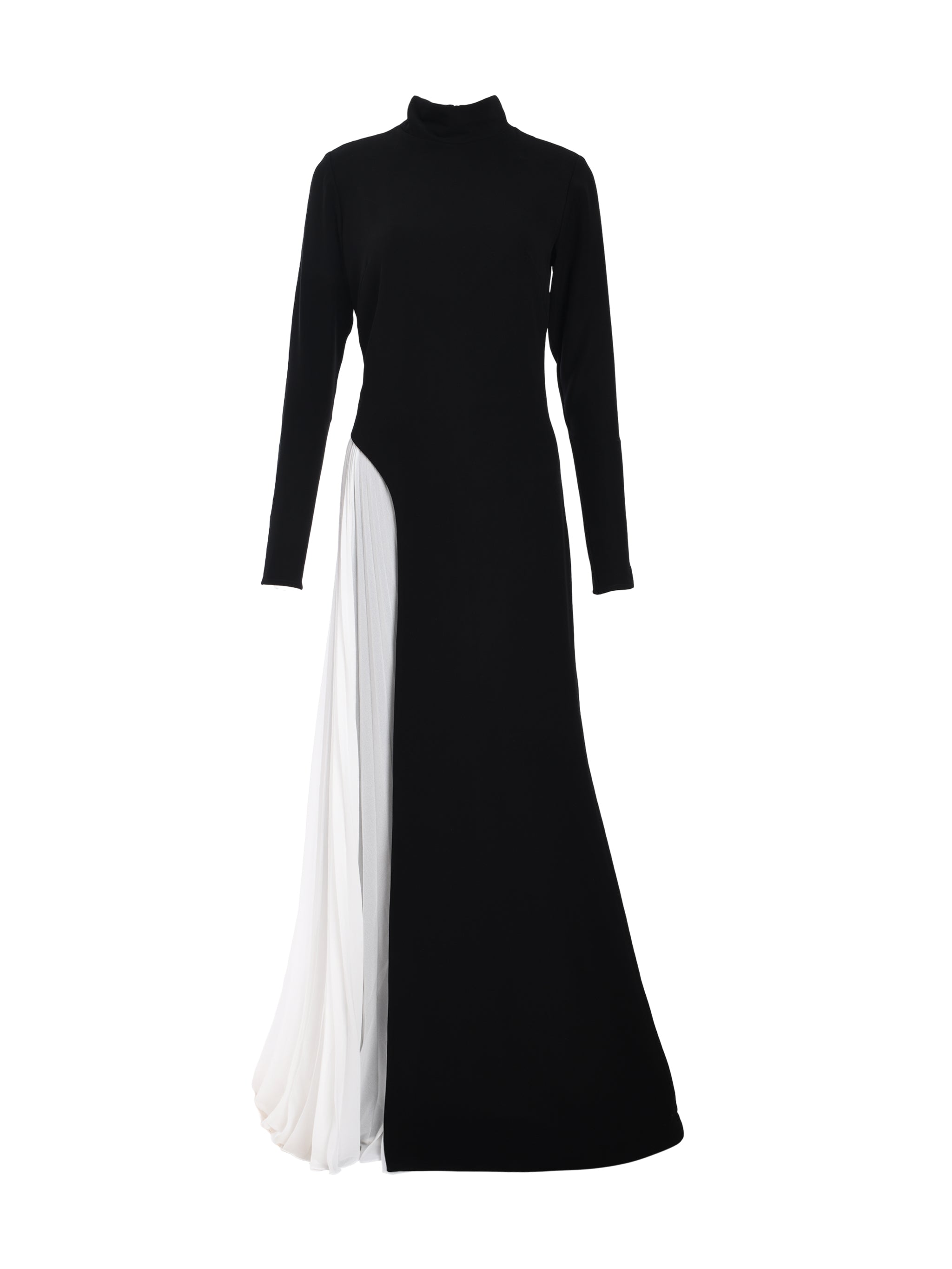 TAILORED CREPE PLEATED MAXI DRESS