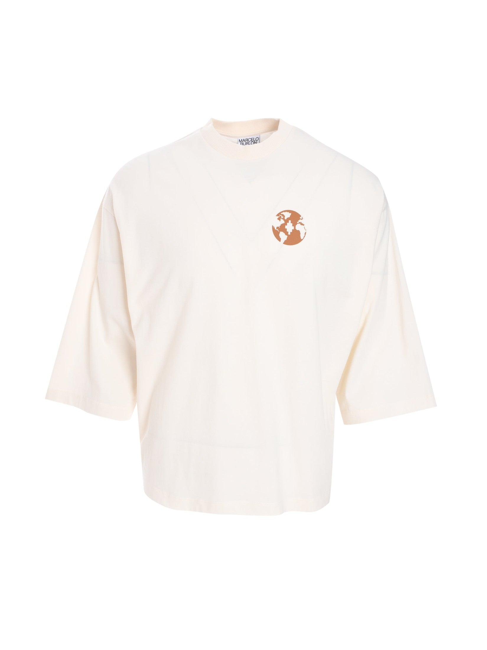 County globe loose t-shirt ecru brown
