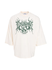 METAL LOGO LOOSE T-SHIRT ECRU DEEP GREEN