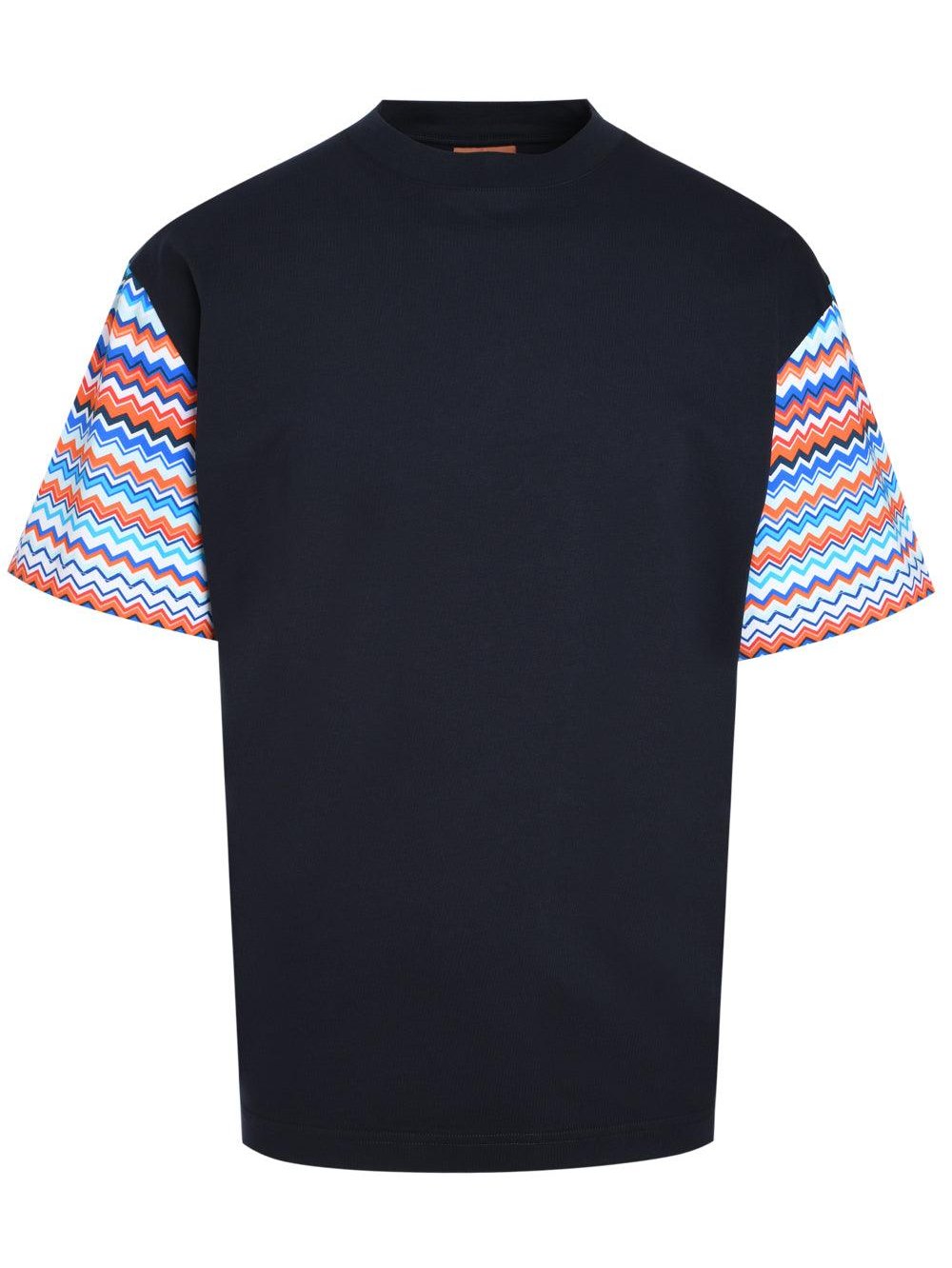 Oversized t-shirt in cotton with zigzag inserts