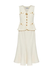 CREAM LINEN MIDI DRESS