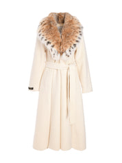 LONG COAT WITH LINKS FUR ON COLLAR