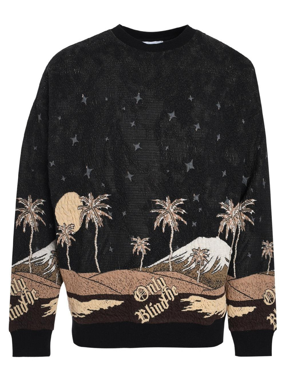 Only the blind sepia mountain jacquard crewneck