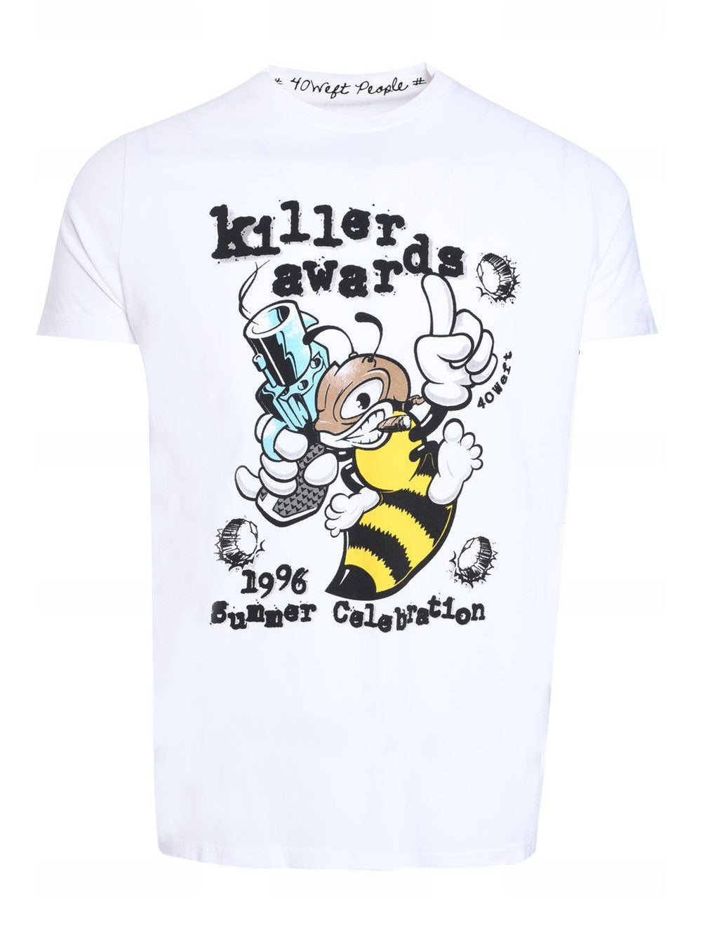 Round neck t-shirt m/c prints background color