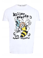 Round neck t-shirt m/c prints background color
