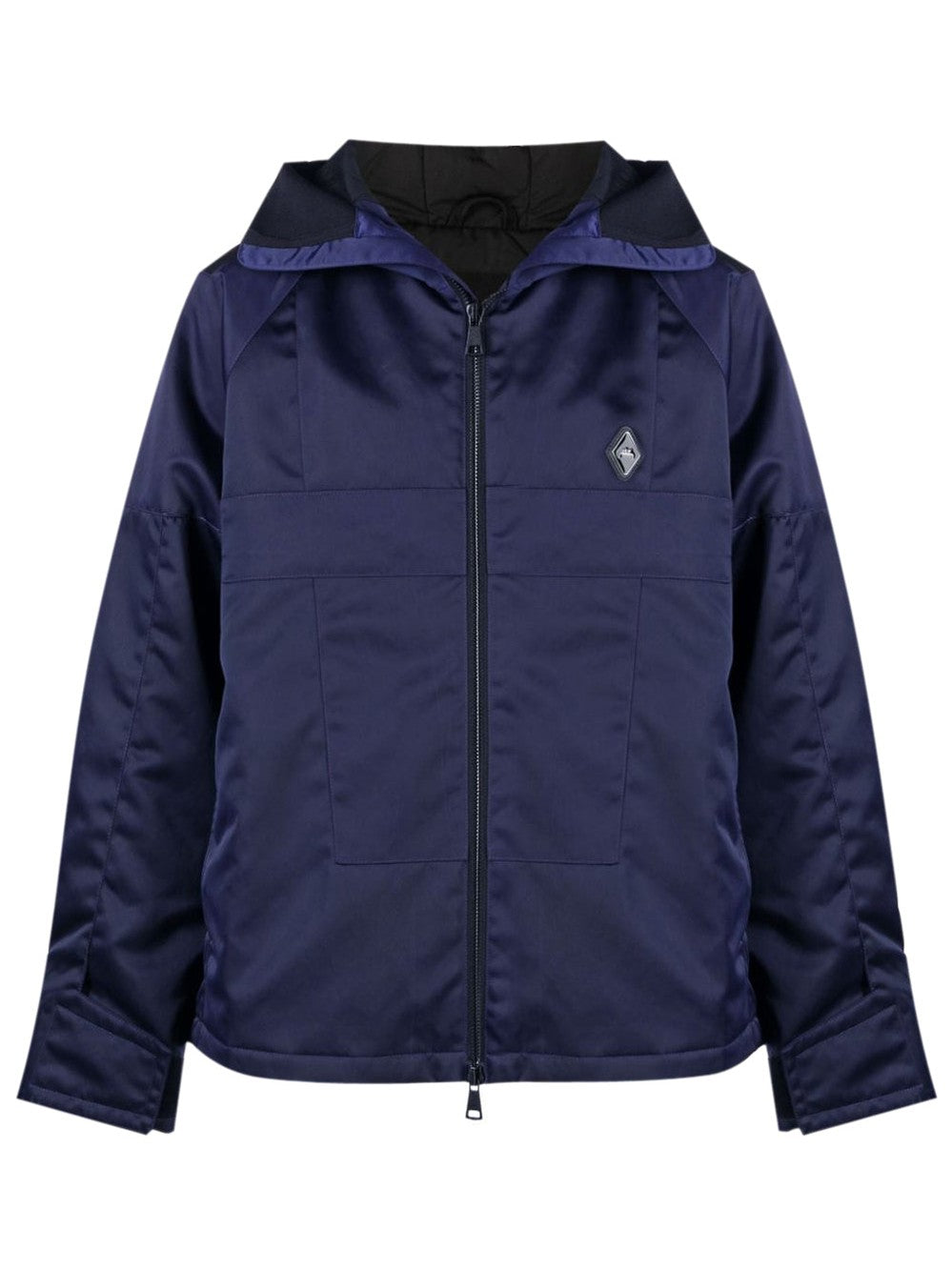 A-cold-wall* overdye logo-plaque panelled hooded jacket
