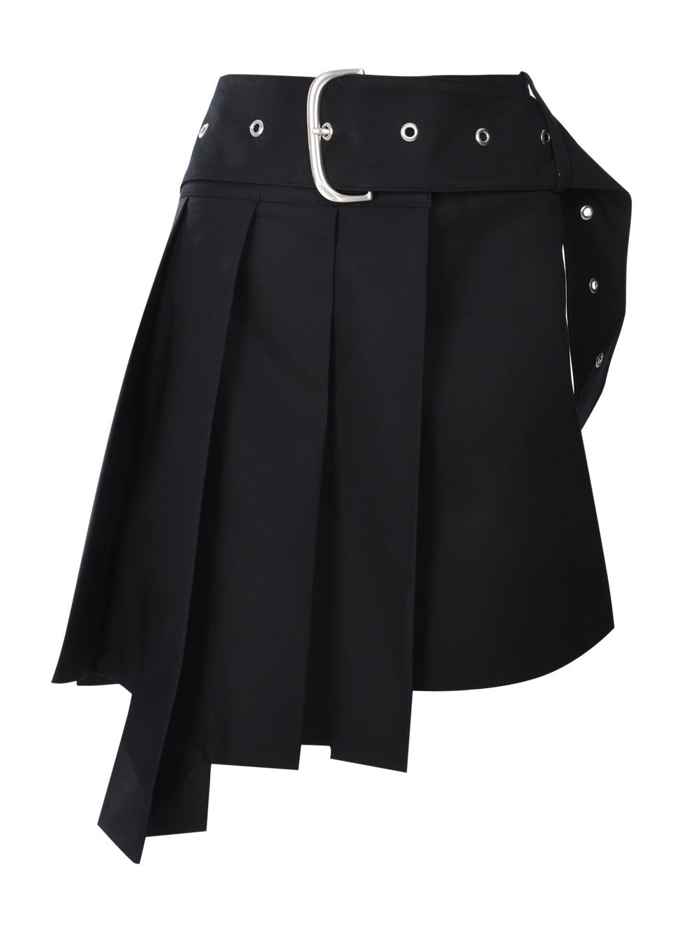 Off-white wraparound pleated mini skirt