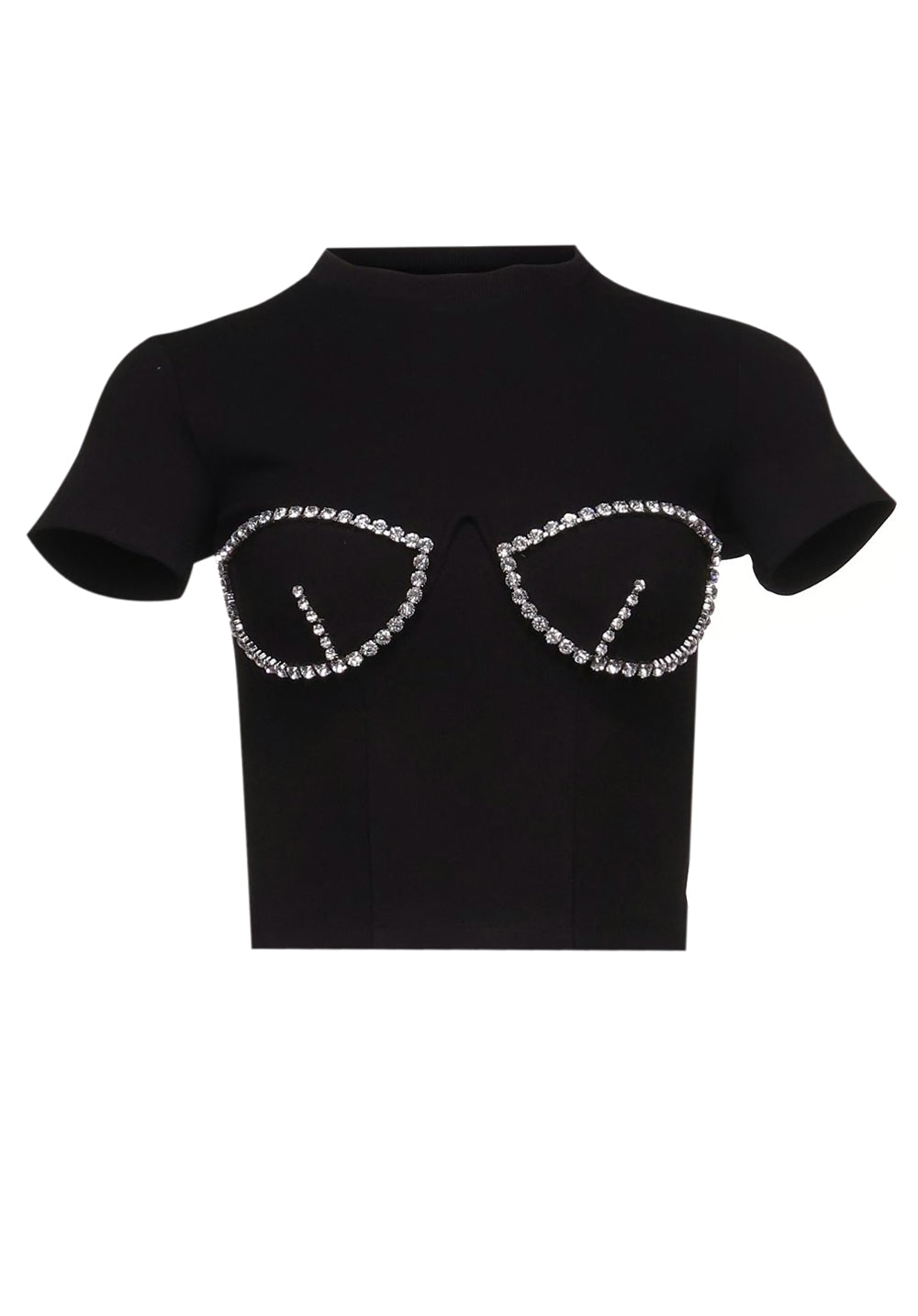 AREA bustier-style crystal-embellished T-shirt