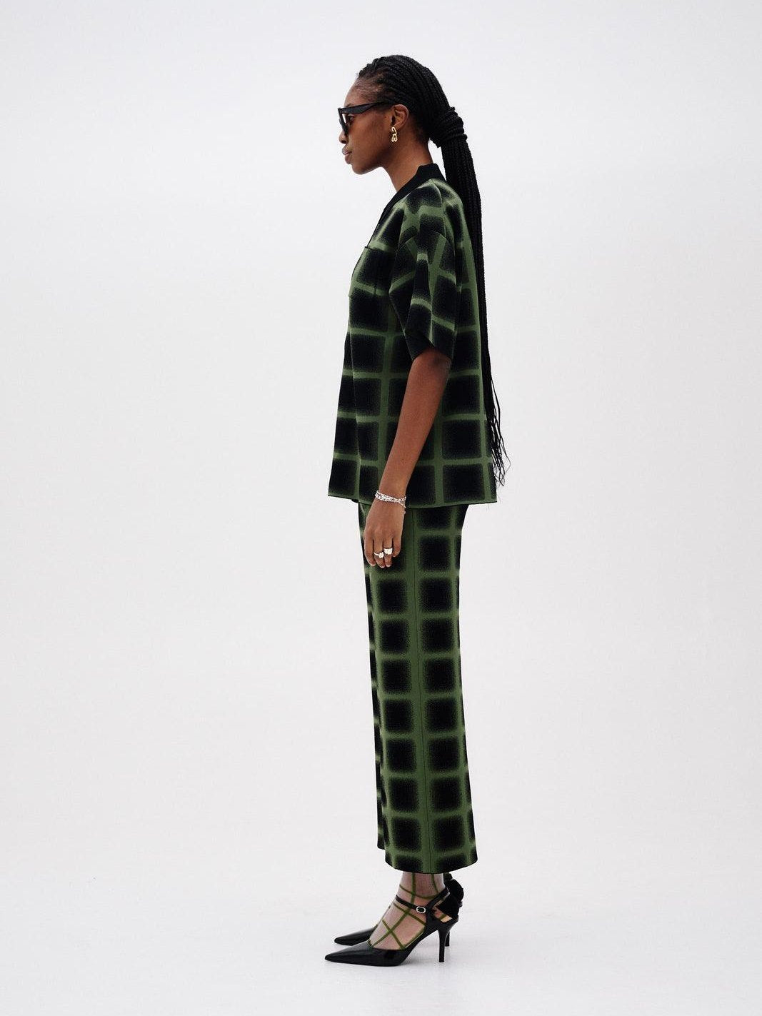 Camellia oversized plaid shirt