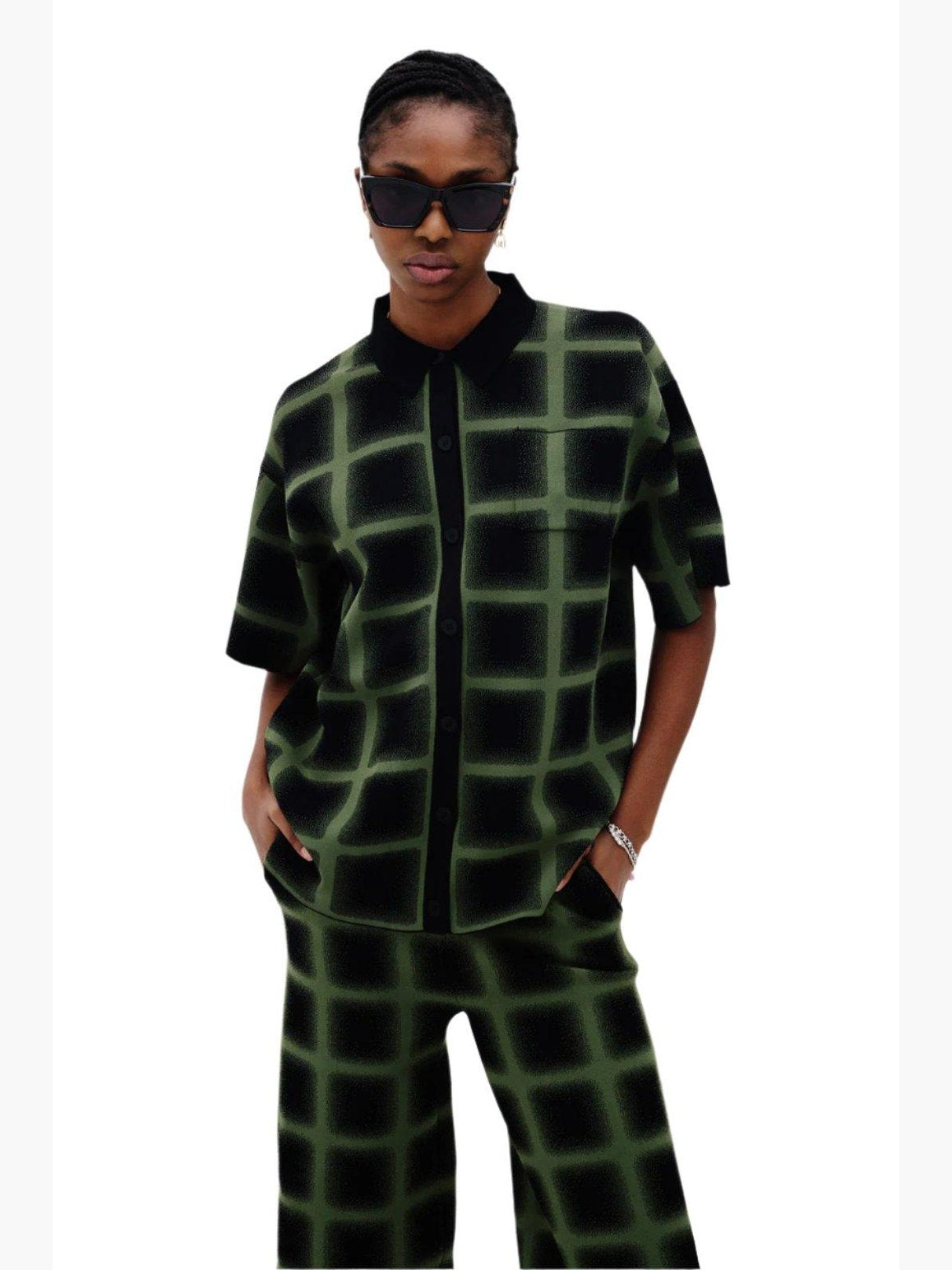 Camellia oversized plaid shirt